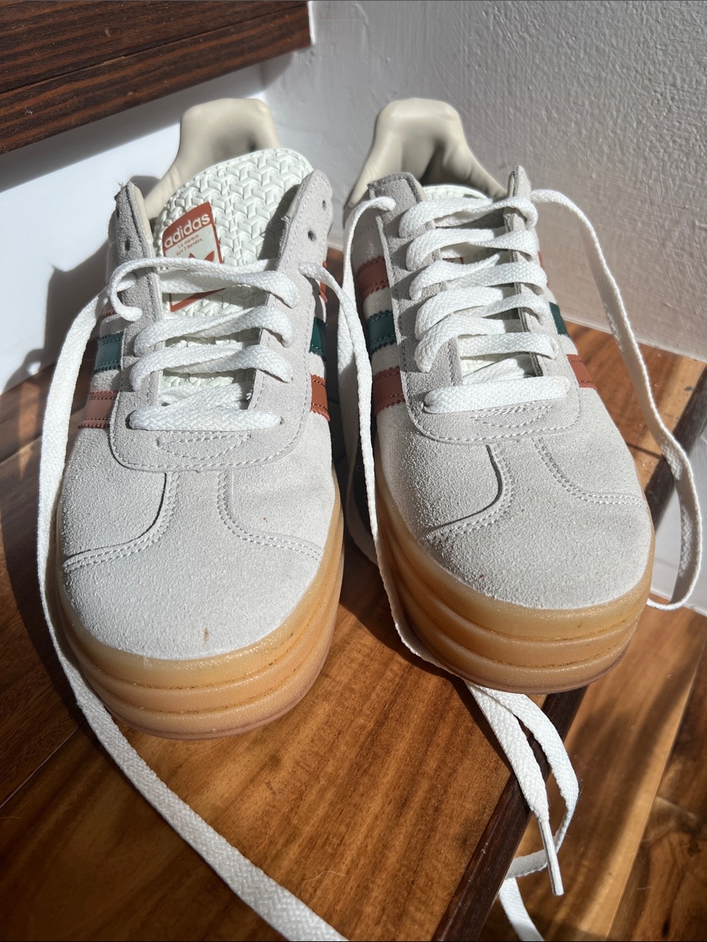 Adidas Gazelle Bold Platform Sneakers Cream Green Magic Beige - Picture 6 of 6